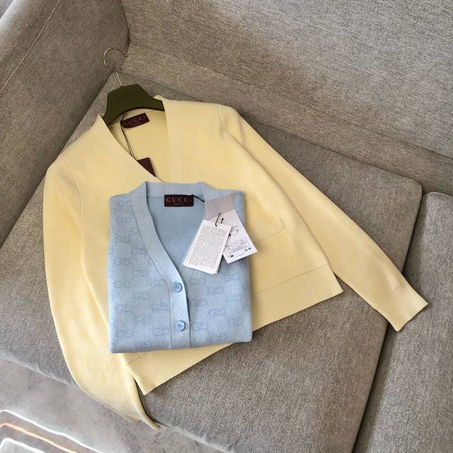 Yellow New Arrival! Gucc's premium quality! This GG cotton jacquard knit cardig