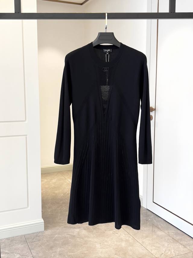 New Fall Arrival! High-end, original Chanel 25B openwork knit dress. Arrived 36