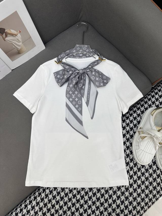 Louis Vuitto* 25Ss new T-shirt silk printed scarf decoration fashion temperament