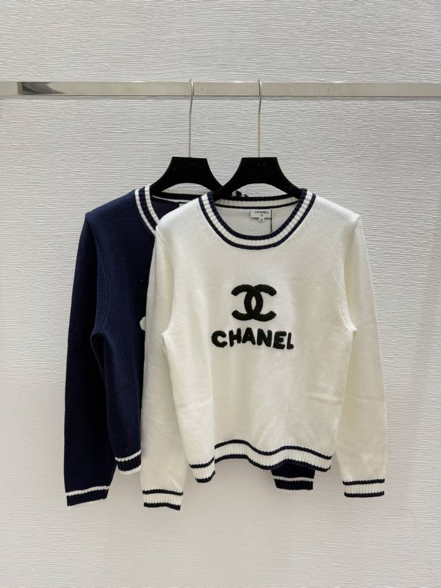 Ch's early autumn new color matching striped round neck knitted long sleeve Colo