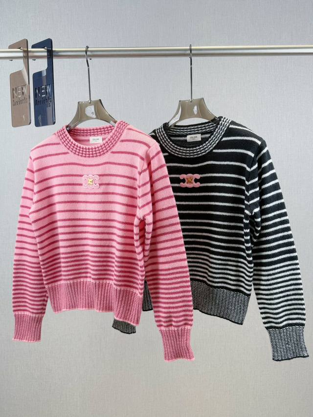 Homesick | Striped Badge Pullover 100% wool Round neck and long sleeve pullover