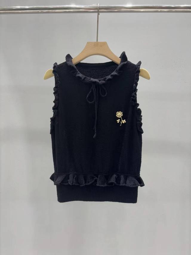 New Chanel 25 Autumn/Winter new style lotus leaf small lace sleeveless top Size