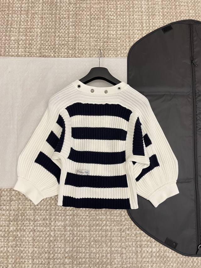 Dio ' 25Ss Early Spring New Arrivals Contrast Striped Back Drawstring Cardigan H