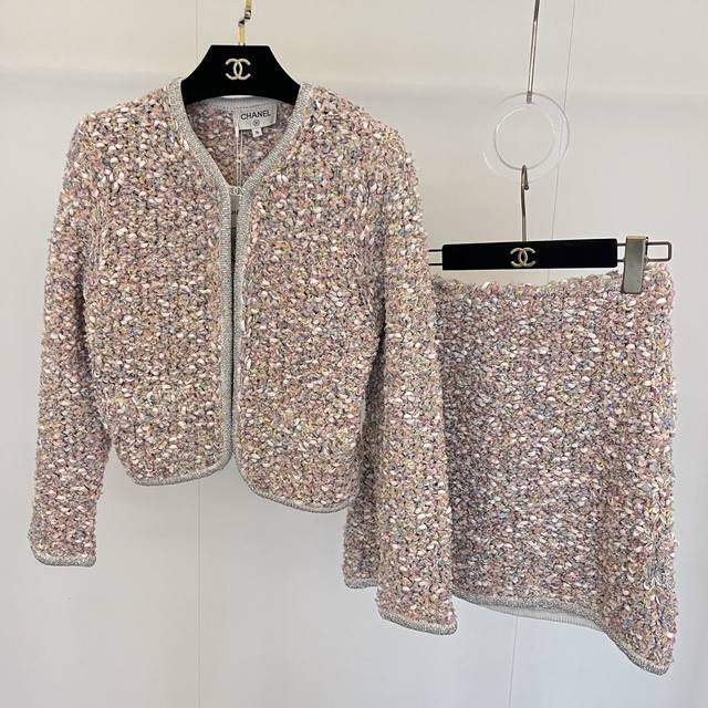 Cardigan Chan'1 25P Haute Couture Handicraft Series Heavily woven yarn with rhi