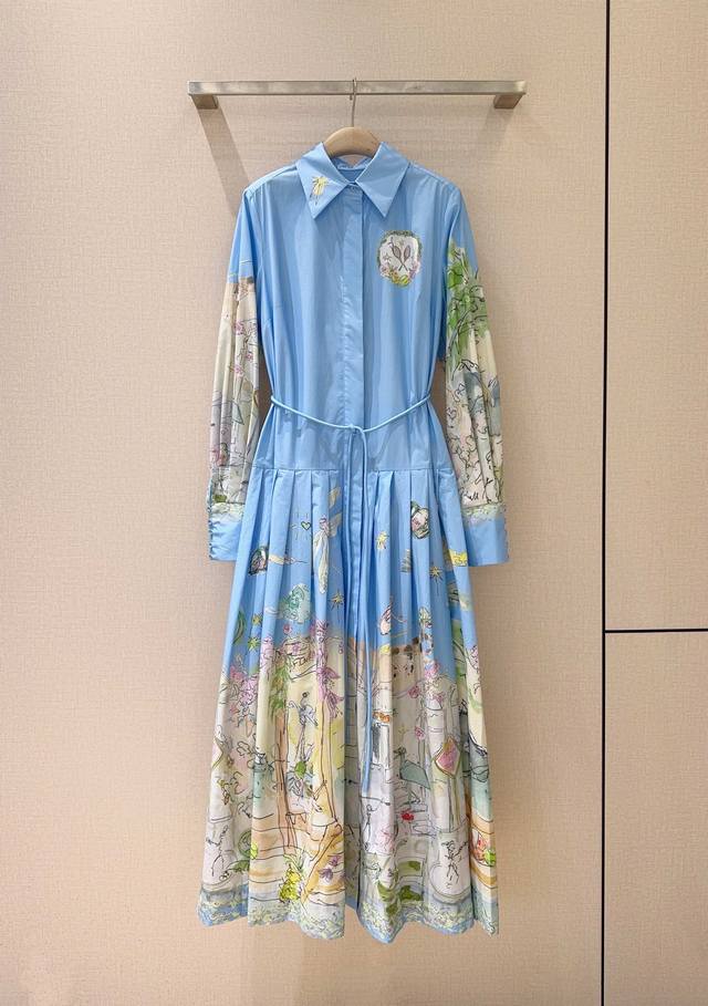 Alemai*S New Product Recommendation: Blue Printed Shirt Dress. Made of cotton, f