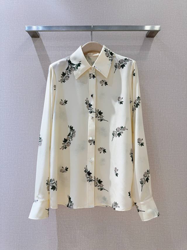 Erde*M Lapel Long Sleeve New Style Shirt This elegant floral patterned lapel lon