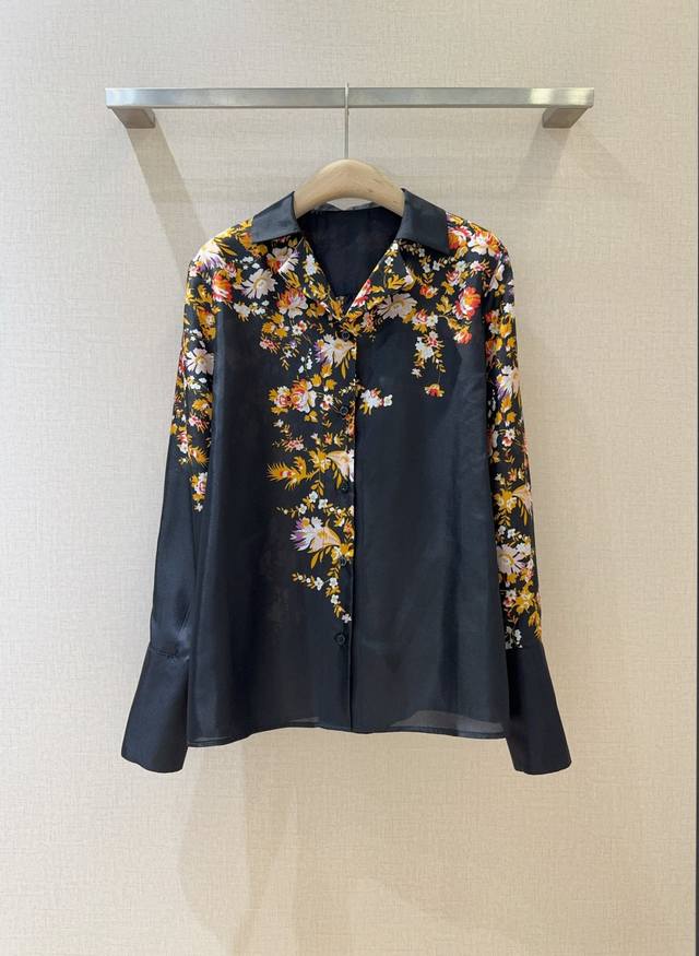 Bytim*O New Shirt Recommendation Black Various Floral Pattern Shirt Made of mulb