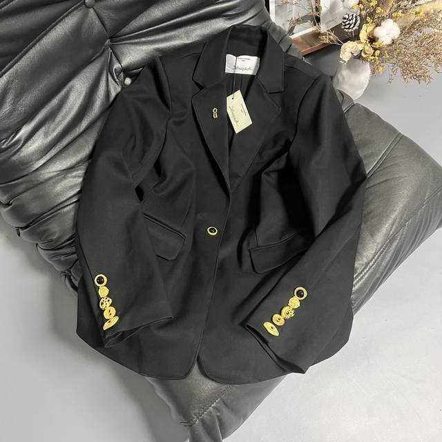 Popular Schiaparelli 25 early autumn new suit jacket Classic black and gold but