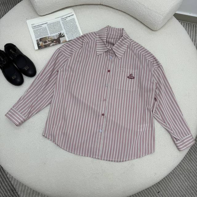 Empress Dowager 25 Early Autumn Saturn embroidered pocket striped shirt, a must-