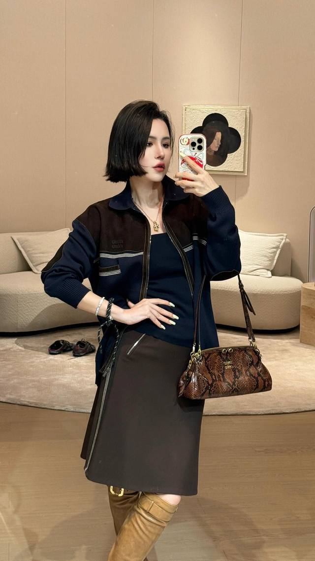 25 Early Autumn new wool and suede zipper knitted cardigan fabric uses a high pr