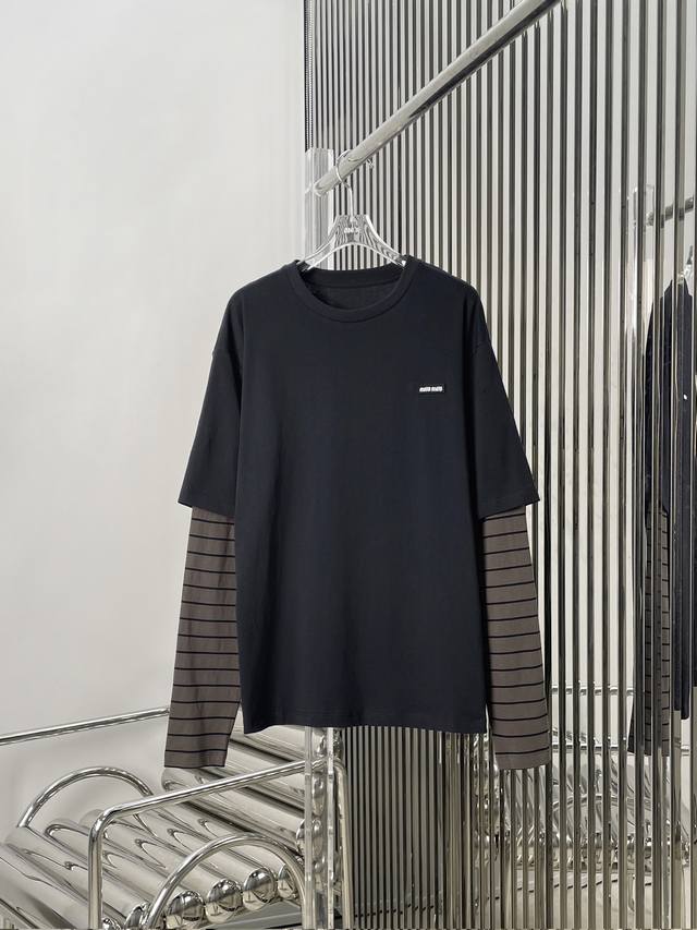 Real photos of the latest Miu 25New fake two-piece stitching T-shirt Size: Sml D