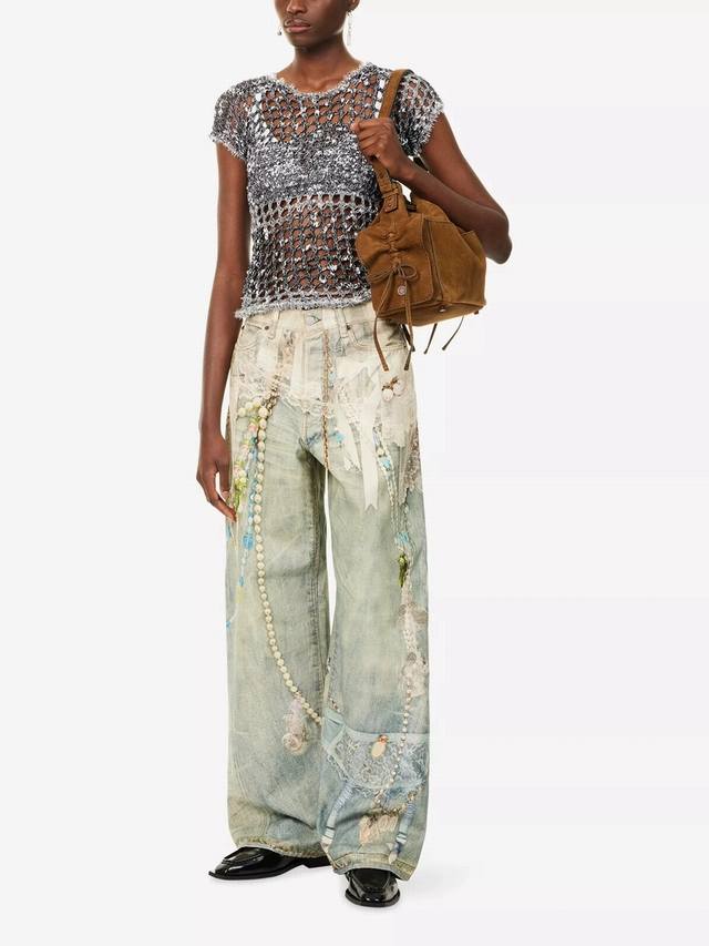 New Acne 25New Pearl Lace Print Jeans Size: Sml DDD