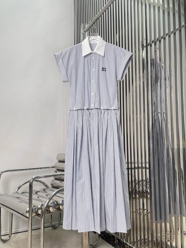 Real photos of the latest Miu 25New striped shirt dress Size: Sml DDD