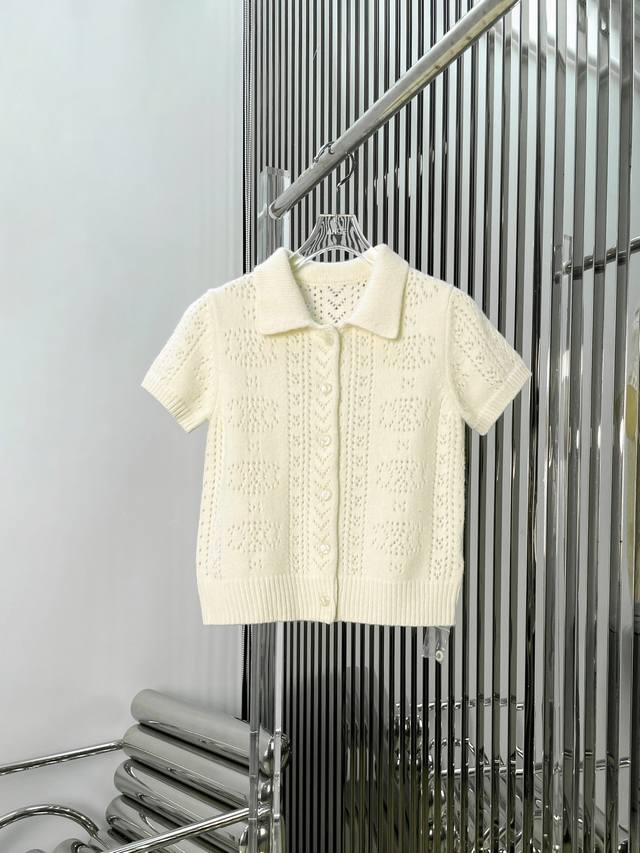 Actual photos Latest Ce 25New Arc de Triomphe hollow jacquard knitted short-sle