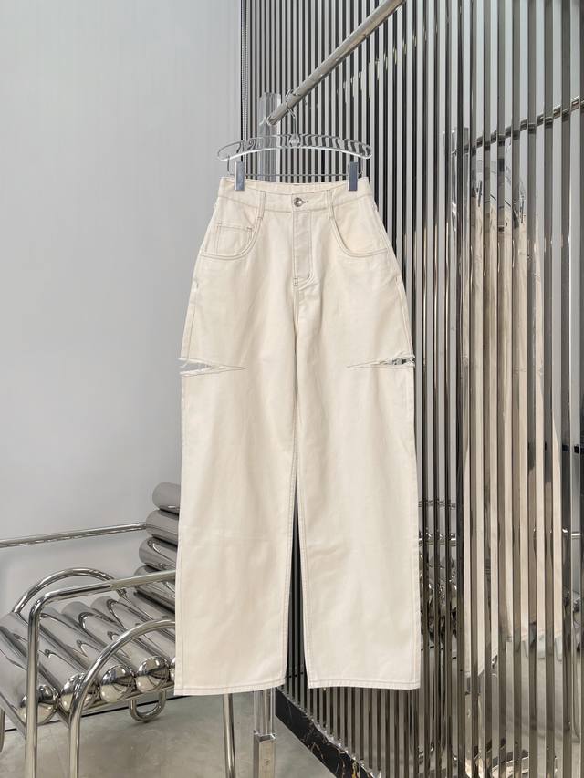 Real photos of the latest Mm 25New knife-cut white jeans Size: Sml DDD