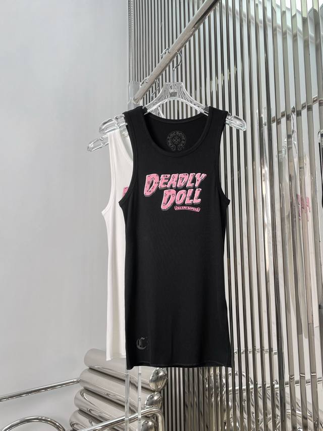 Real photos Latest Ch 25New Crowe printed vest Color: White Black Size: Sml DDD