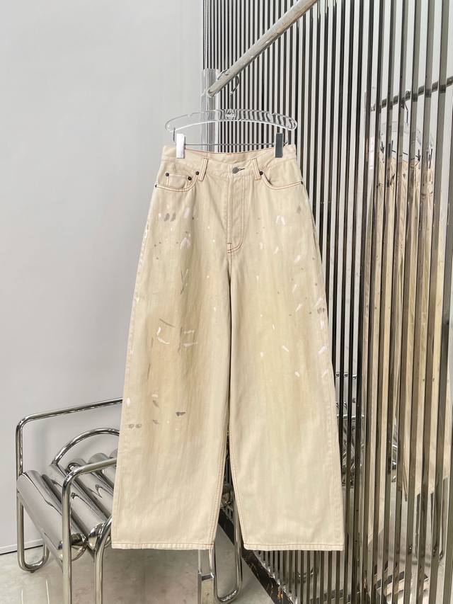 Actual photos of the latest Acne 25New leather pocket washed distressed jeans S