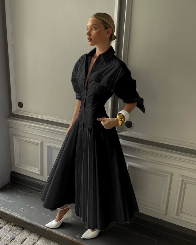 25Pf Early Autumn Helsa oversized shirt skirt with a wide waistline that accentu
