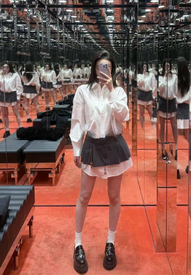 25Pf Early Autumn Alexander Wang Early Autumn Splicing Shirt Dress Sml DDD: Whit