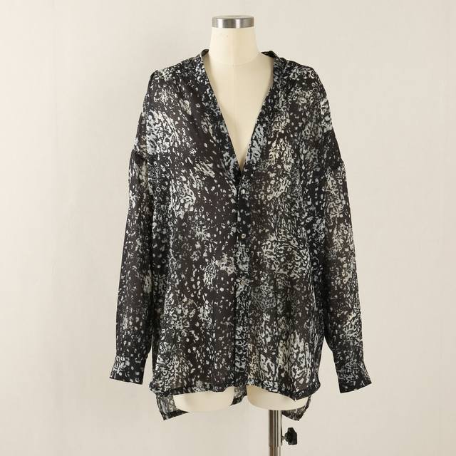 25Pf Early Autumn Rick Owens Silk Print Shirt Sml DDD: Black DDD