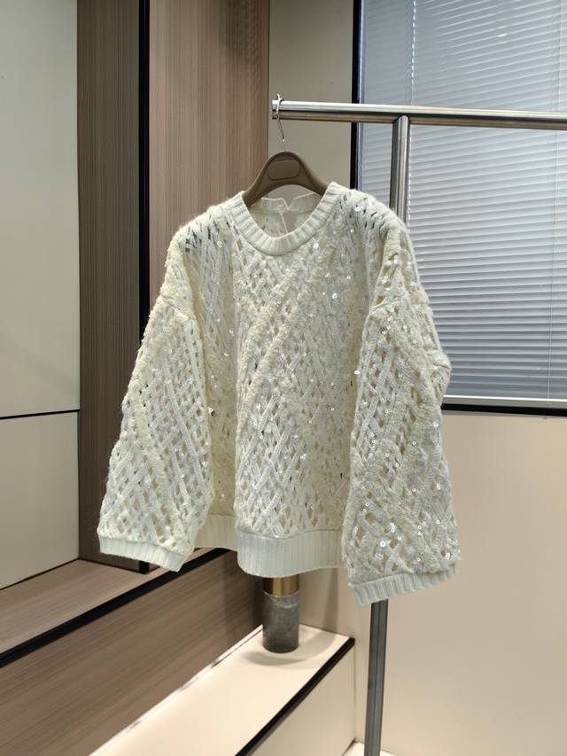 Size: SML This mohair and cashmere blend sweater features shimmering details an