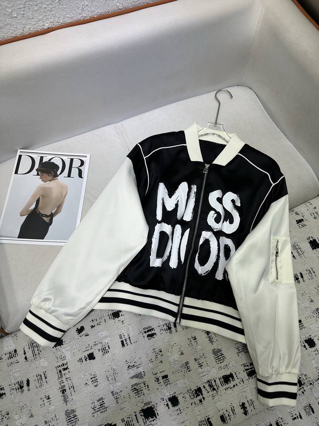High quality Dio*2025 autumn and winter new baseball jacket with ribbed design