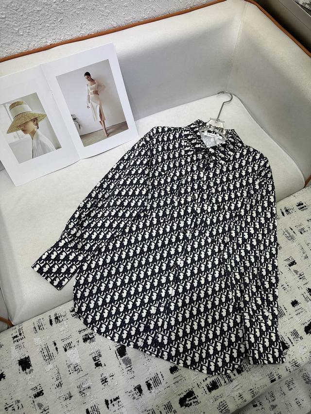 Dior2025 autumn new shirt, classic old flower acetate high-grade fabric, back pa
