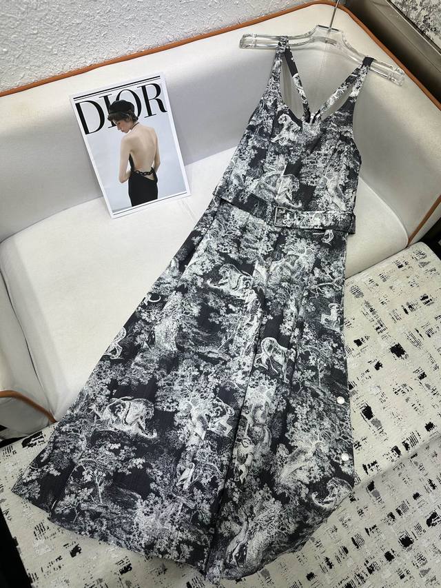 Dior* Early Autumn New Strap Dress Printed Fabric Soft, Comfortable, Fashionable