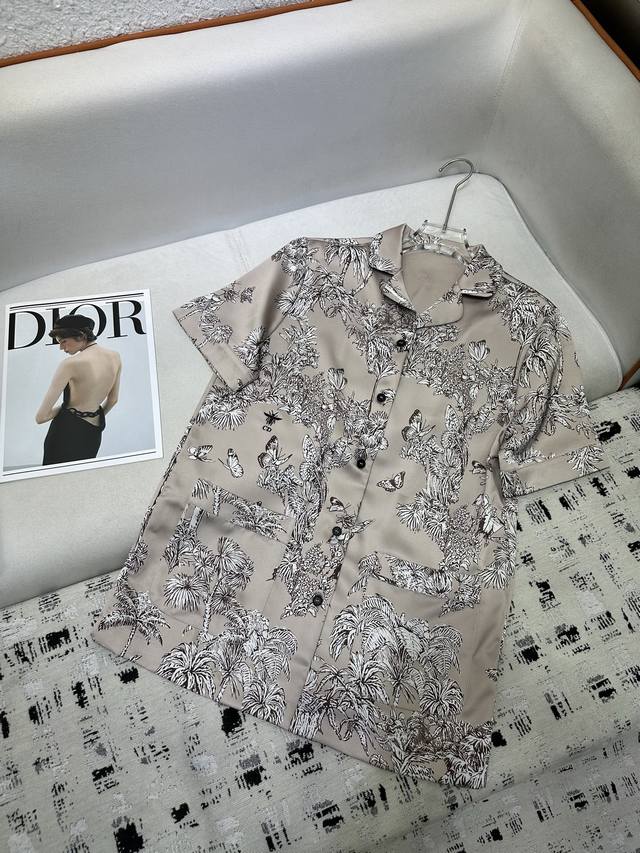 Dior* 2025 new shirt printed fabric soft and comfortable high quality solid colo