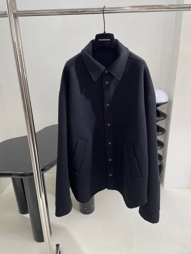 New arrival: classic black plaid double-faced wool silhouette shirt-style jacket