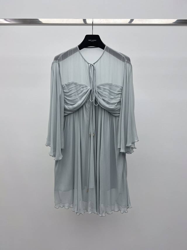 Chlo* Lace-up Flowy DressThis ethereal haze blue dress is made from viscose-blen