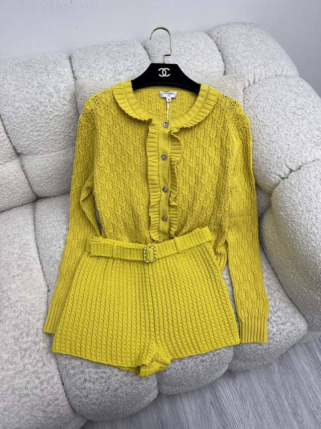 Chane* Lace Cardigan Set Jennie's matching yellow knitted set Made from custom c