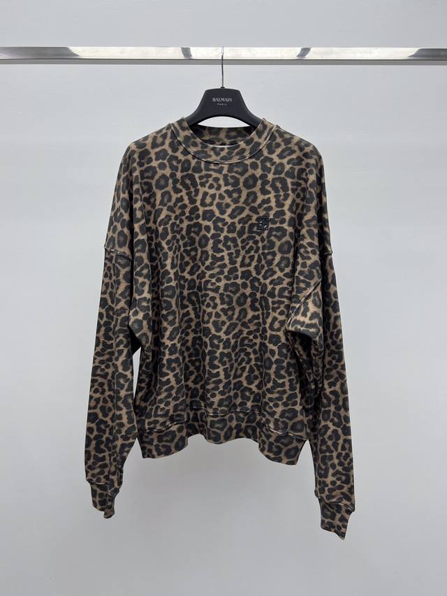 Anine Bin*Leopard print sweatshirtOversized crew neck pulloverMade of cotton wit