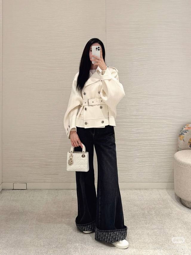 Original Dd... 2025 Early Fall new high-waisted, bleached denim wide-leg pants.