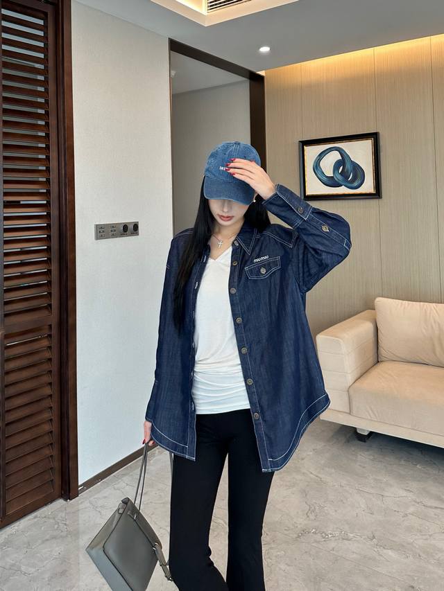 Original Mm 2025 Early Fall new stylish denim shirt jacket, featuring embroider