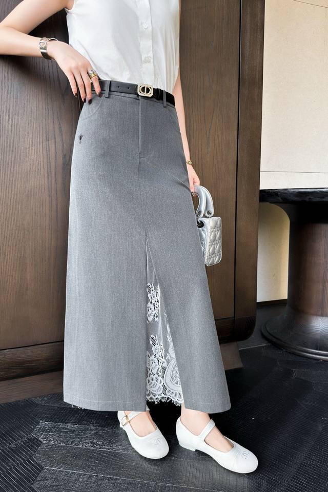 Original Dd... 2025 Early Fall new stylish patchwork lace slit skirt, custom-ma