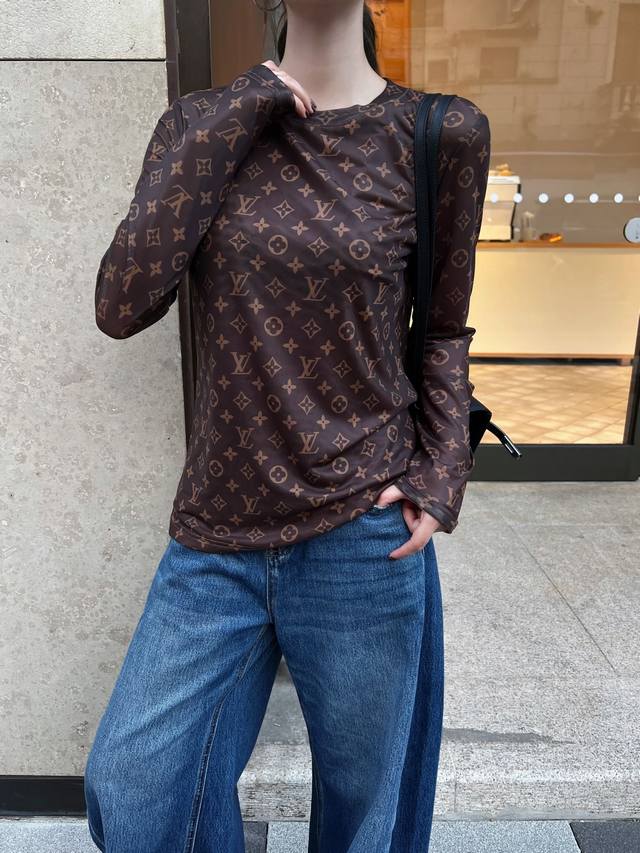 Original Ll... 2025 Early Fall new stylish mesh logo crew neck top. Custom-made