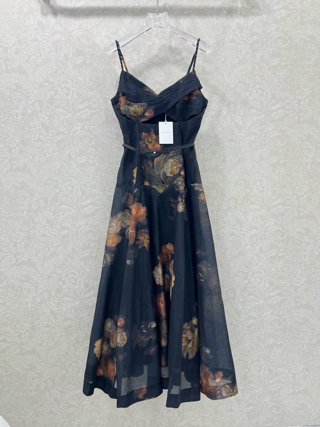 Zimmerm*25's new rose-printed, hollowed-out halter dress features diamond-studde