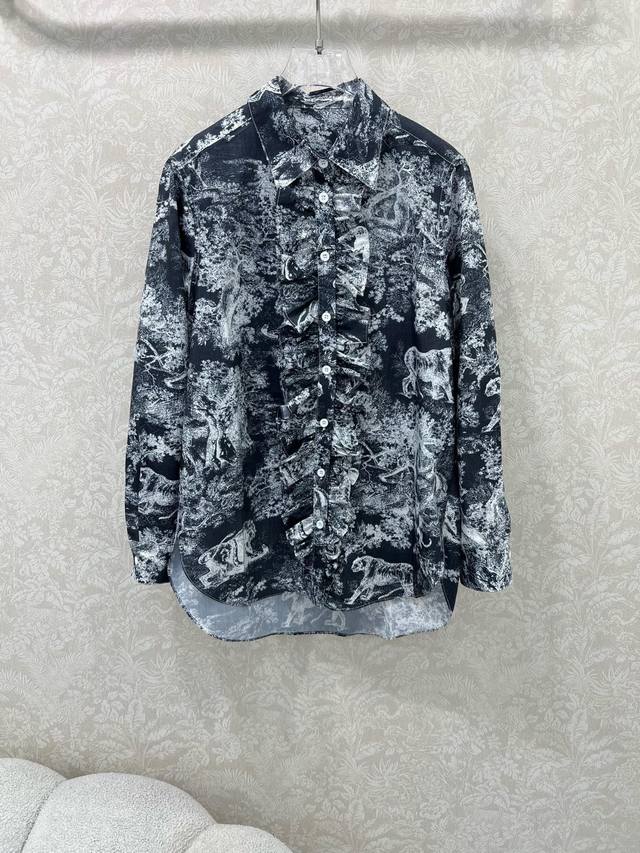 Dio*25 Early Fall new lapel ruffled shirt with pleated lace design and classic j