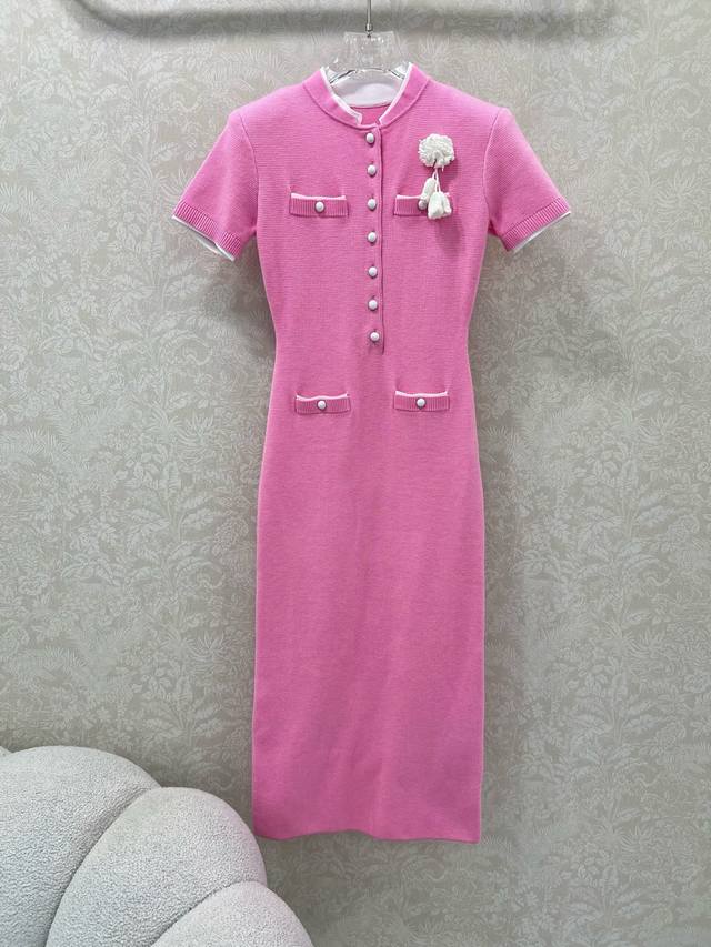 Self-Portrait 25's new pink short-sleeved wool blend knit dress is a gorgeous pi