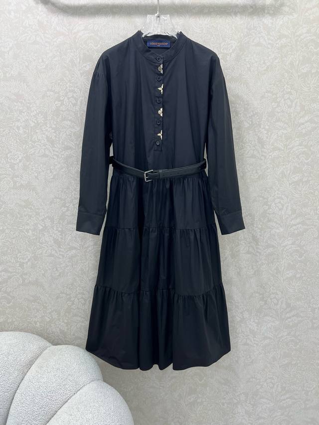 Louis Vuitt*N Louis Vuitton 25 new pure cotton long-sleeved dress, super simple