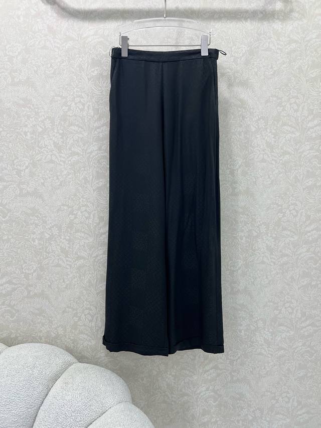 Chan*L 25 autumn new high-edition silk jacquard dark diamond wide-leg trousers.