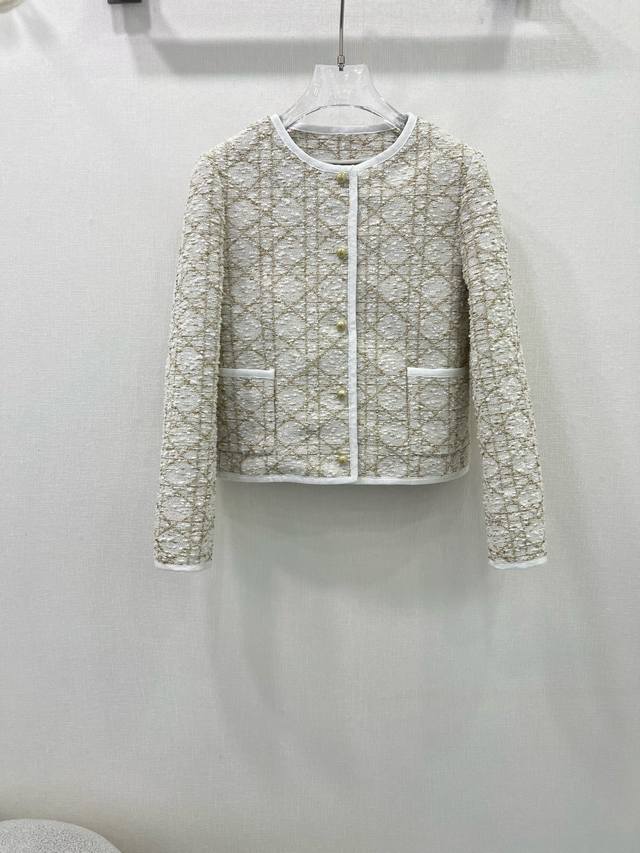 Dio*25 New rattan check round neck dress jacket, custom made in Yb imported wool