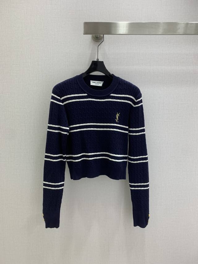 Highly recommend Ysl*'s new 2025 Fall/Winter preppy-style round-neck striped lo