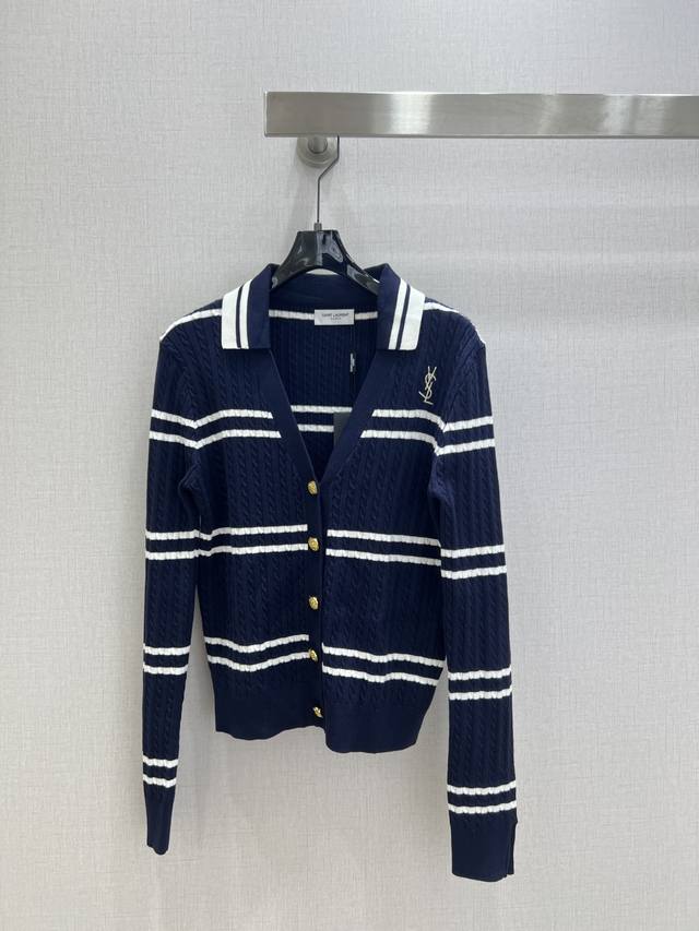 Highly recommend Ysl*'s new 2025 Early Fall lapel striped knit cardigan! Custom