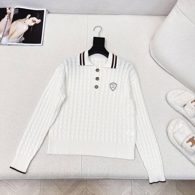 Wimbledon Outfits Bc 25Ss Latest Fall/Winter Logo-embellished Cashmere Polo Swea