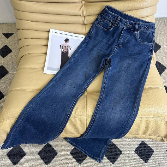 Early Fall New Arrivals 25Ssz ~ L's flared denim trousers with rhinestone waist