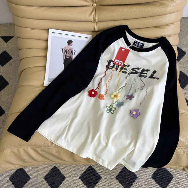 Early Autumn New Arrival 25Ssz ~ Raglan sleeve patchwork design long-sleeved T-
