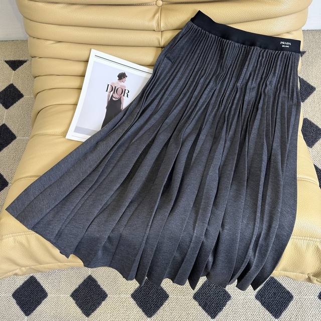 Autumn and winter new style 25Ss Pd high waist small letter mid-length skirt A-l