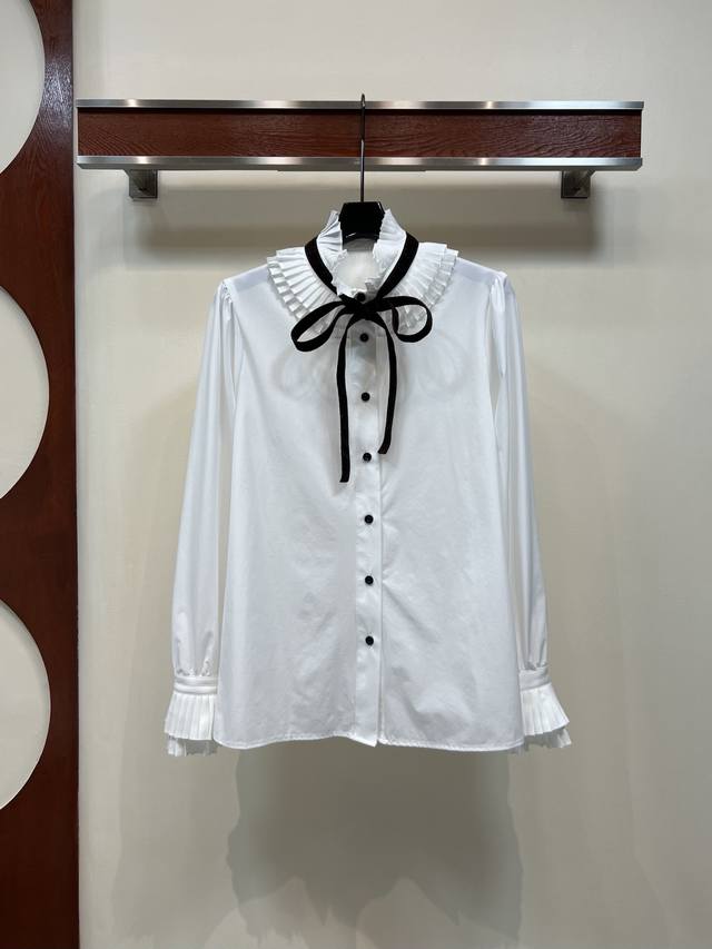 Ljia 25 early autumn new style lace collar monogram splicing palace style shirt
